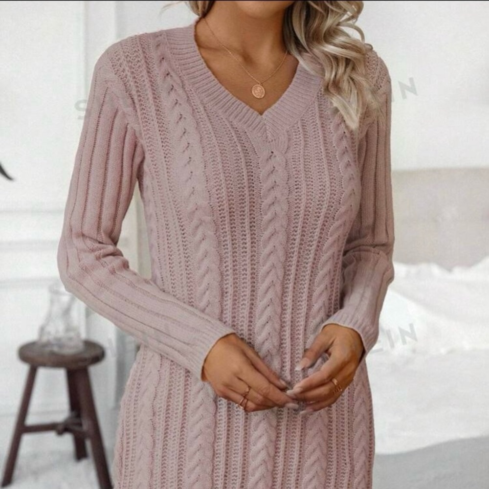 Pink Sweater Dress - Picture 1 of 8